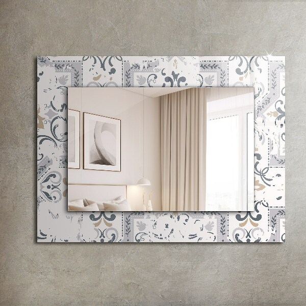 Espelho decorativo com padrão de azulejo