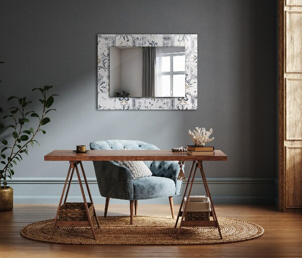 Espelho decorativo com padrão de azulejo