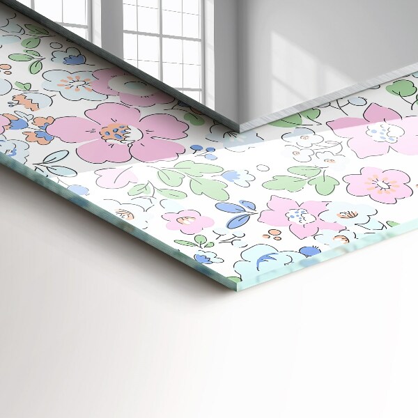 Espelho decorativo com estampa floral em tecido