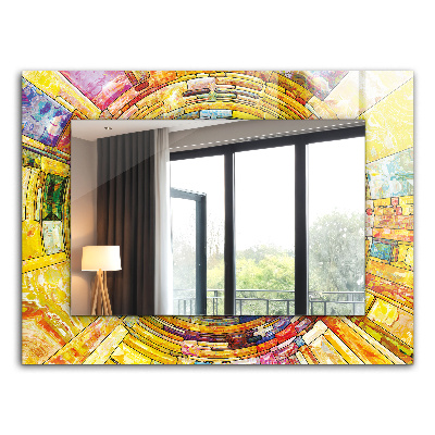 Espelho decorativo com mosaico abstrato colorido