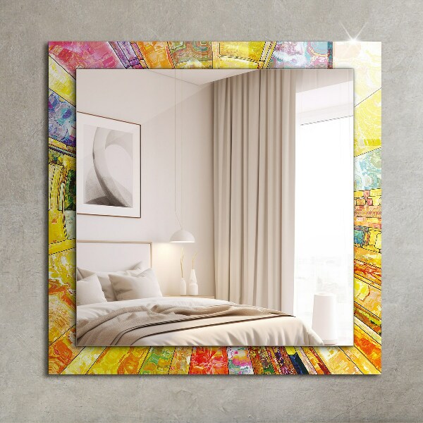 Espelho decorativo com mosaico abstrato colorido