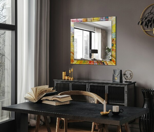 Espelho decorativo com mosaico abstrato colorido