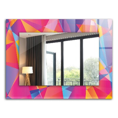 Espelho decorativo com motivos geométricos coloridos