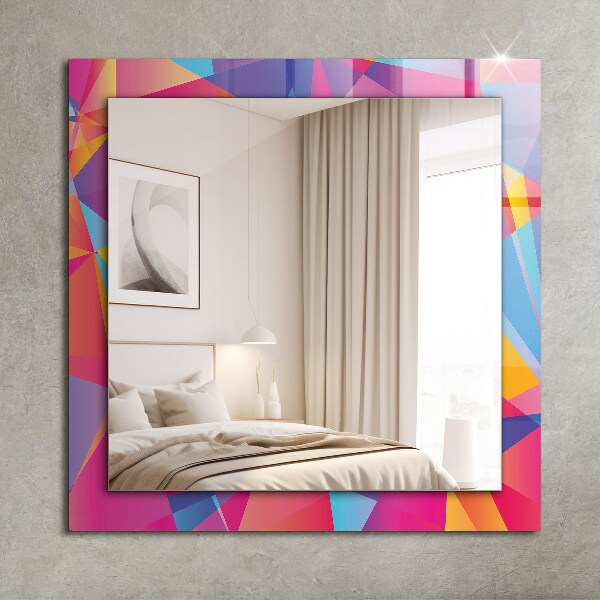 Espelho decorativo com motivos geométricos coloridos