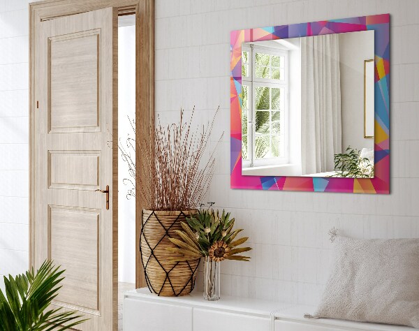 Espelho decorativo com motivos geométricos coloridos