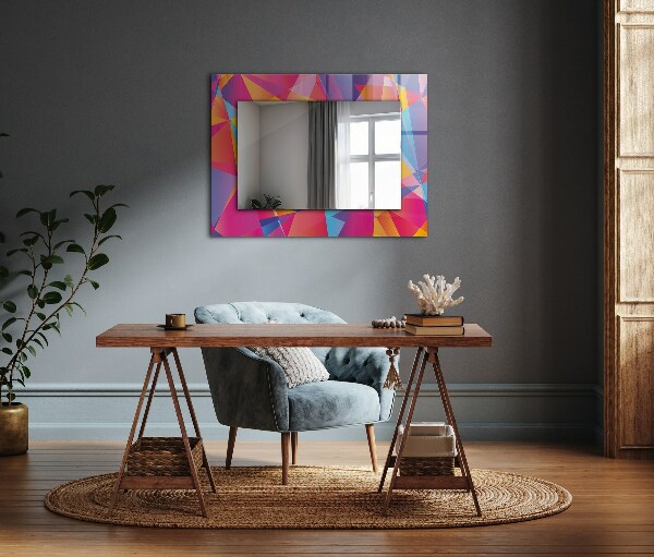 Espelho decorativo com motivos geométricos coloridos