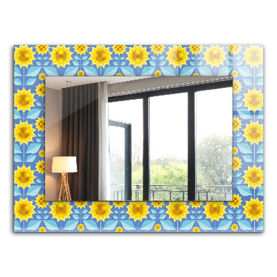 Espelho decorativo com motivos de folhas de girassol
