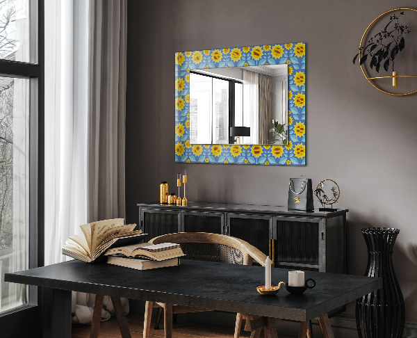 Espelho decorativo com motivos de folhas de girassol