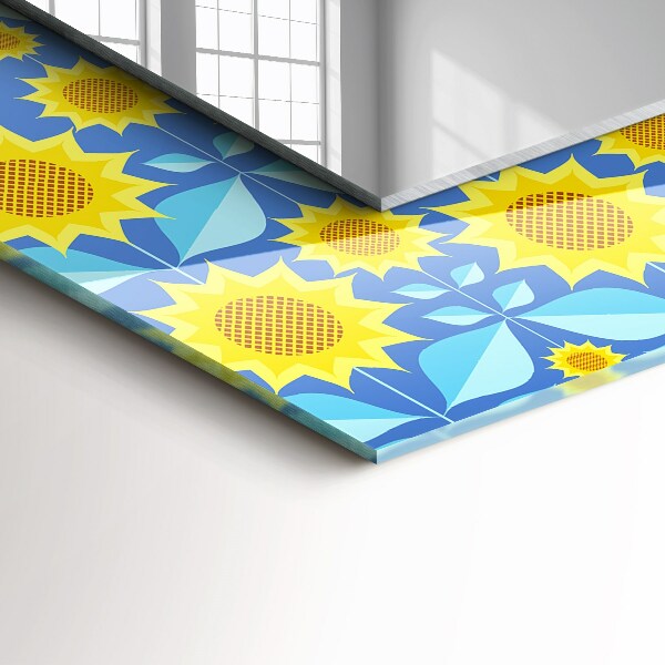 Espelho decorativo com motivos de folhas de girassol