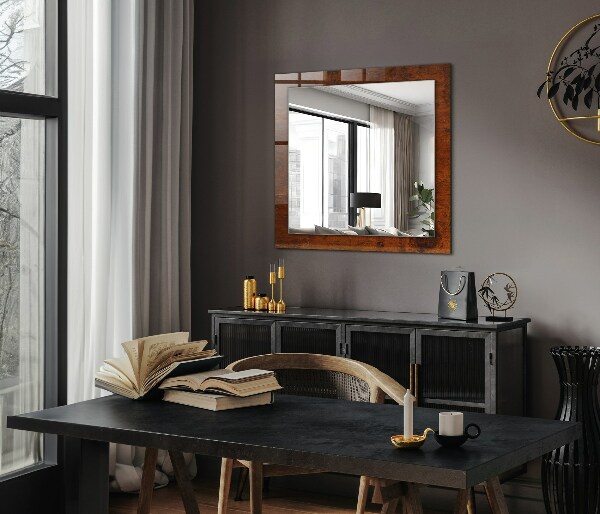 Espelho decorativo com mesa de madeira antiga