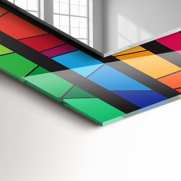 Espelho com moldura decorada com fitas de vidro coloridas