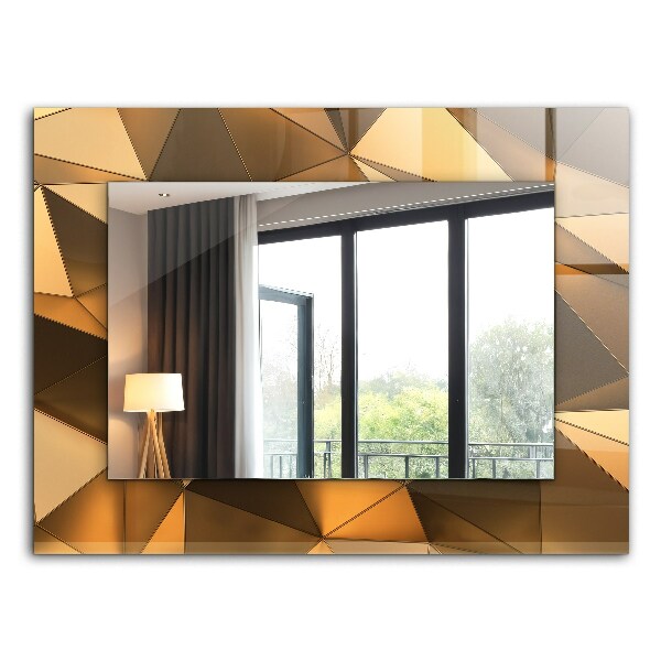 Espelho com moldura decorada com motivos geométricos dourados