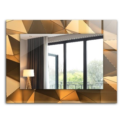 Espelho com moldura decorada com motivos geométricos dourados