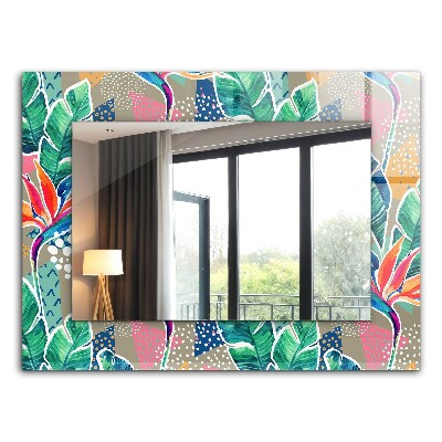 Espelho decorativo com flores e folhas