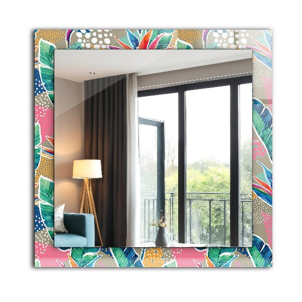 Espelho decorativo com flores e folhas