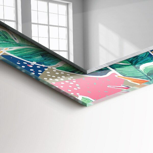Espelho decorativo com flores e folhas