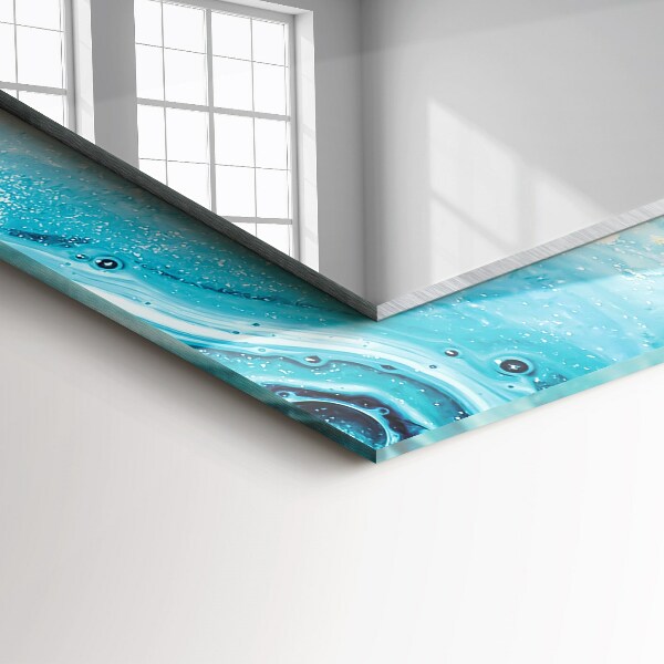 Espelho decorativo com arte abstrata azul