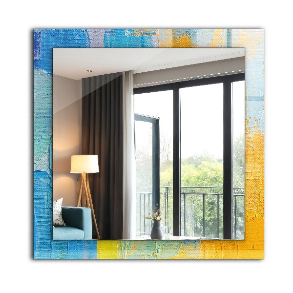Espelho com moldura decorada com pintura a óleo abstrata