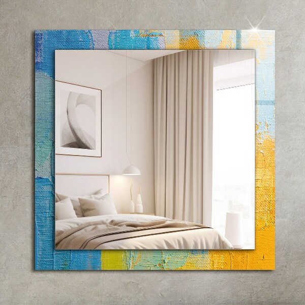 Espelho com moldura decorada com pintura a óleo abstrata