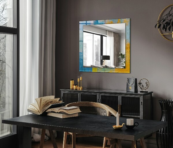 Espelho com moldura decorada com pintura a óleo abstrata