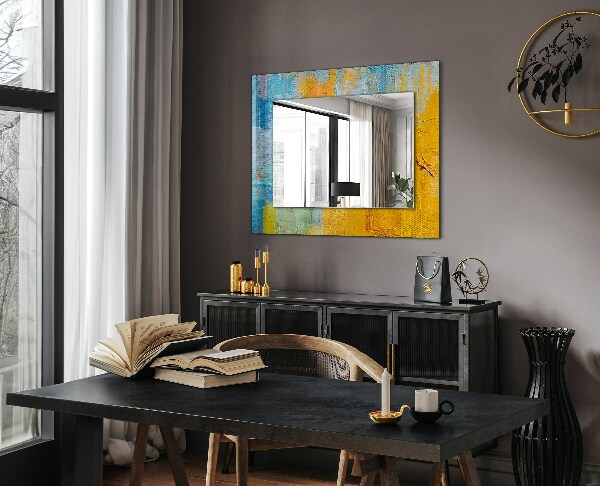 Espelho com moldura decorada com pintura a óleo abstrata