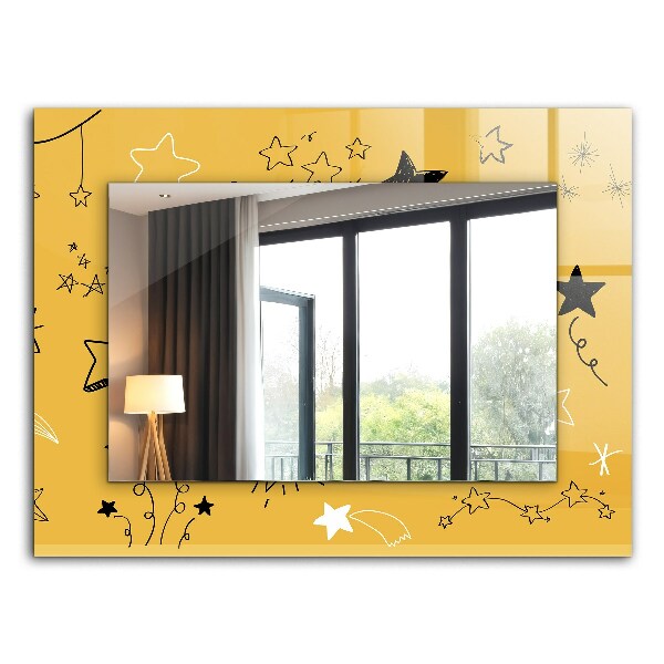 Espelho com moldura decorada com motivos de estrelas