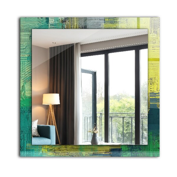 Espelho decorativo com composição abstrata de cores