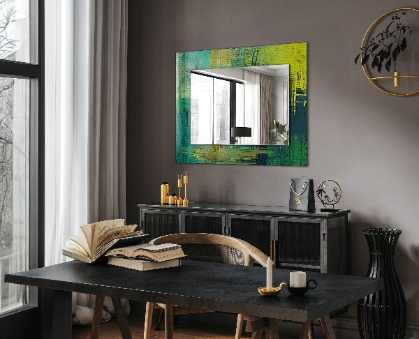 Espelho decorativo com composição abstrata de cores