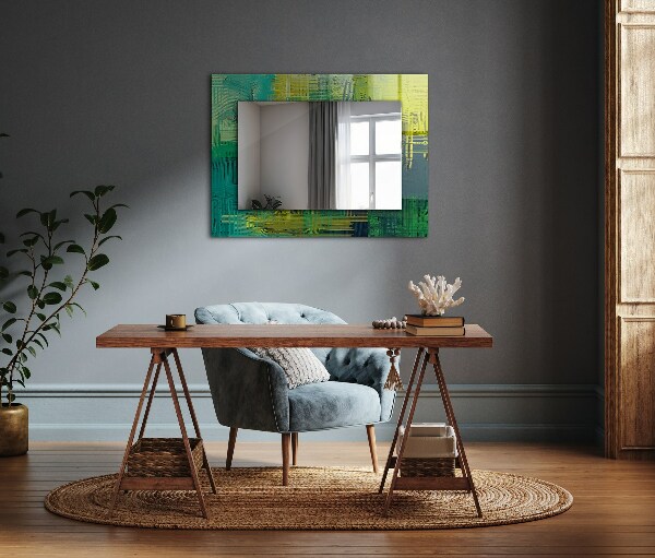 Espelho decorativo com composição abstrata de cores