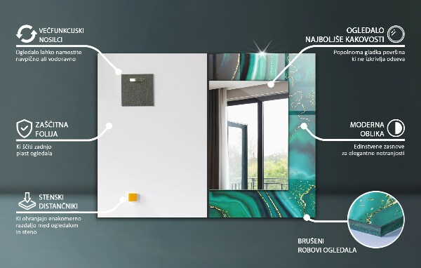 Espelho com moldura decorada com pintura a óleo abstrata