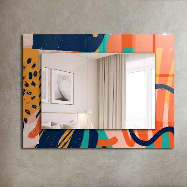 Espelho com moldura decorada com pintura a óleo abstrata