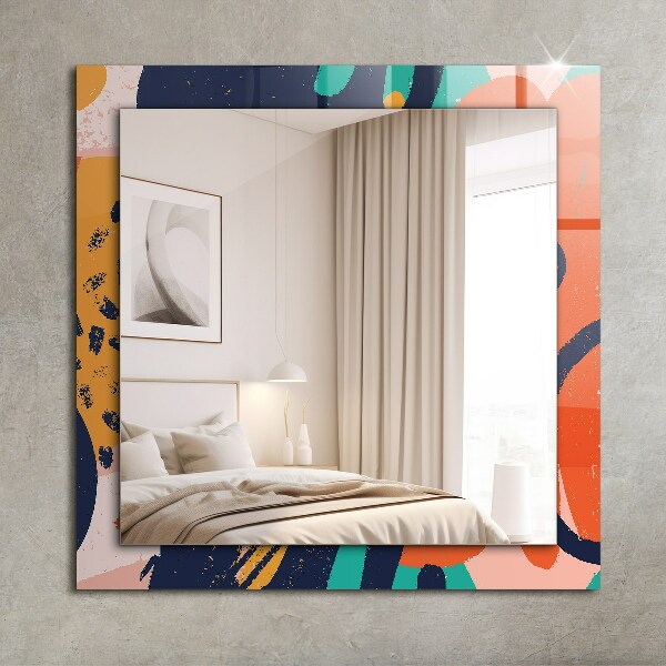 Espelho com moldura decorada com pintura a óleo abstrata