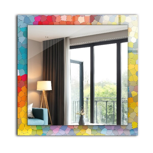 Espelho decorativo com mosaicos abstratos coloridos