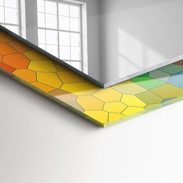 Espelho decorativo com mosaicos abstratos coloridos