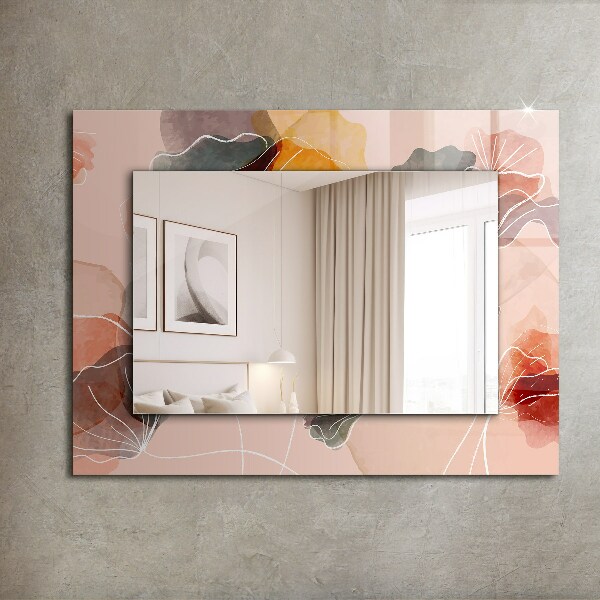 Espelho com moldura decorada com motivos florais abstratos