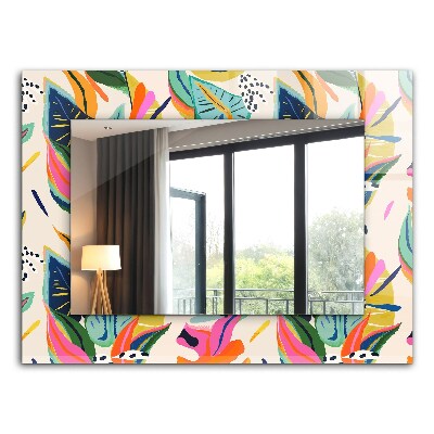 Espelho decorativo com motivo de folha colorida