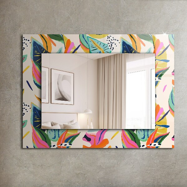Espelho decorativo com motivo de folha colorida