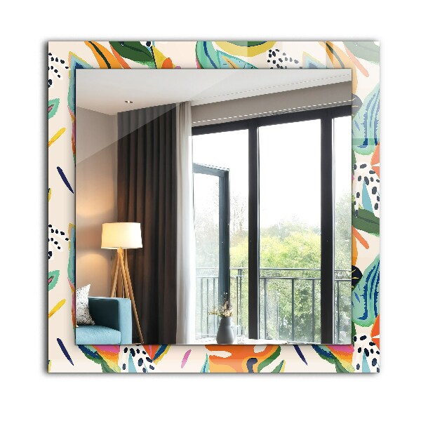 Espelho decorativo com motivo de folha colorida