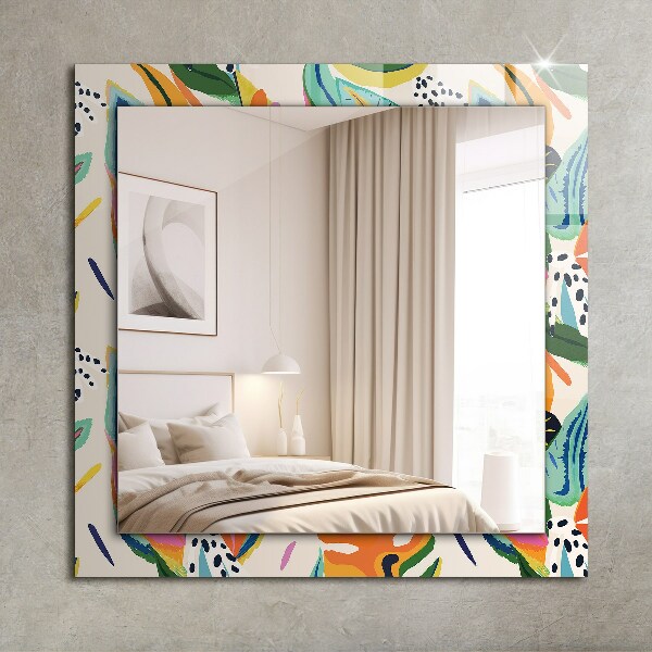 Espelho decorativo com motivo de folha colorida