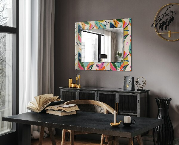 Espelho decorativo com motivo de folha colorida