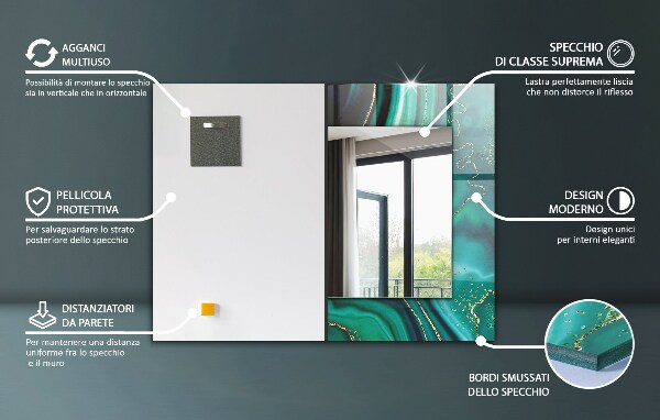 Espelho com moldura decorada em arte abstrata