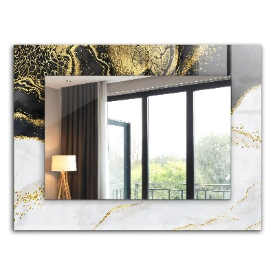 Espelho decorativo com arte abstrata em ouro
