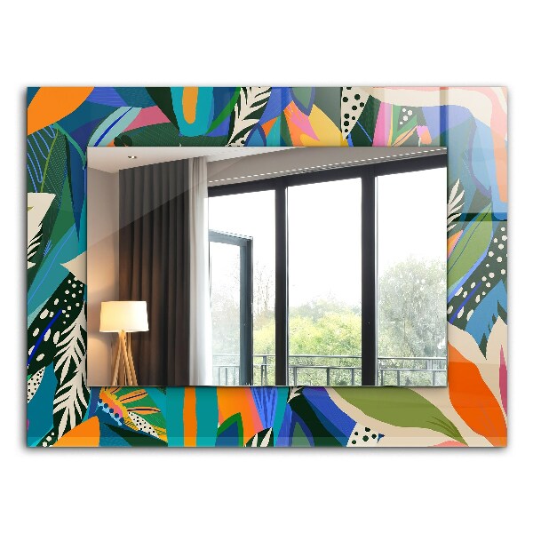 Espelho com moldura decorada com flores abstratas coloridas