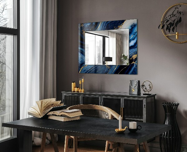 Espelho decorativo com arte abstrata em mármore