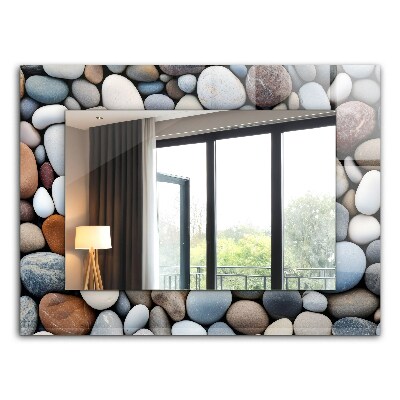 Espelho decorativo com padrão abstrato azul