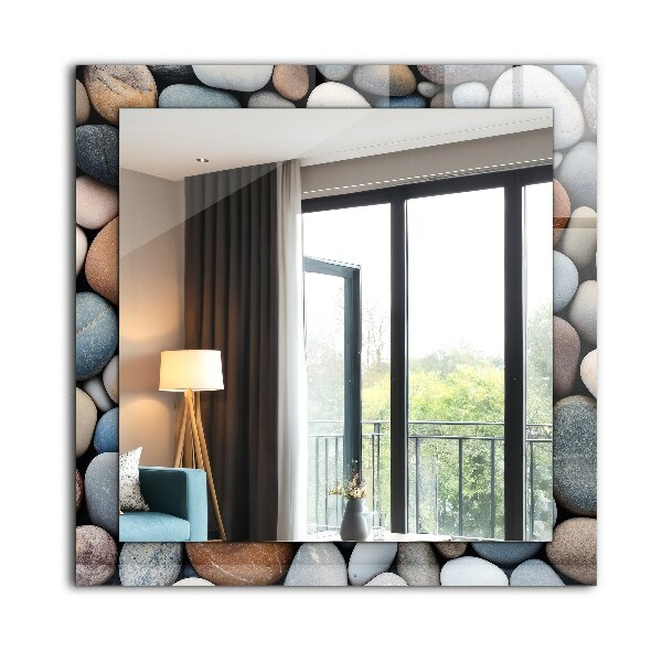 Espelho decorativo com padrão abstrato azul