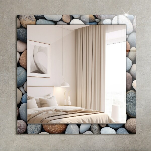 Espelho decorativo com padrão abstrato azul