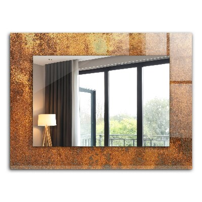 Espelho com moldura decorada em listras azuis abstratas