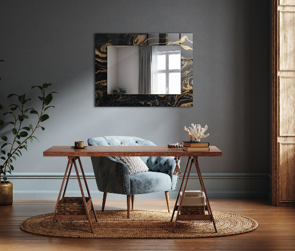 Espelho decorativo com moldura de madeira para piso