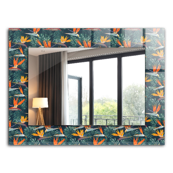Espelho com moldura decorada estampa Onda Grande de Kanagawa